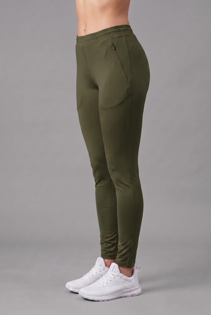 Mehrang Stretchable Yoga High Rise Pants for Women & Gym High Rise Pants for Women Workout with Mesh Insert & Side Pockets (in, Alpha, Large, Olive) - Image 4