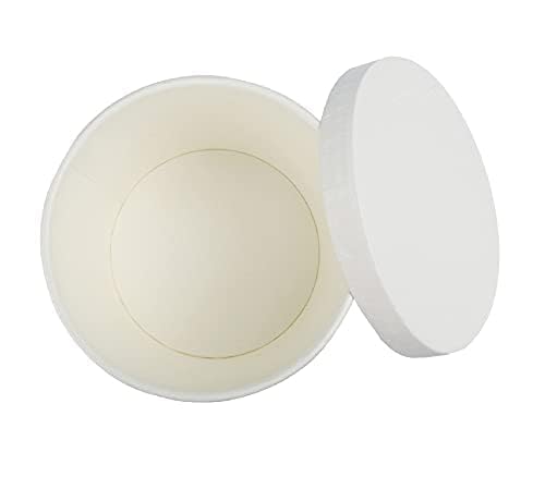 SHOP  SHOPPEE SHOP & SHOPPEE Disposable Thick-Walled Hard Craft Hard Paper Food Container Bowl/Tub with lid - 350 ml (Pack of 25, White) - Image 3