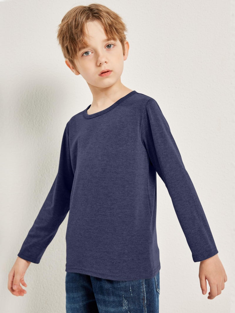 Cooraby 5 Pack Boys Long Sleeve Tees Boys' Long Sleeve Crewneck T-Shirts Kids Long Sleeve Soft T-Shirts Top - Image 3