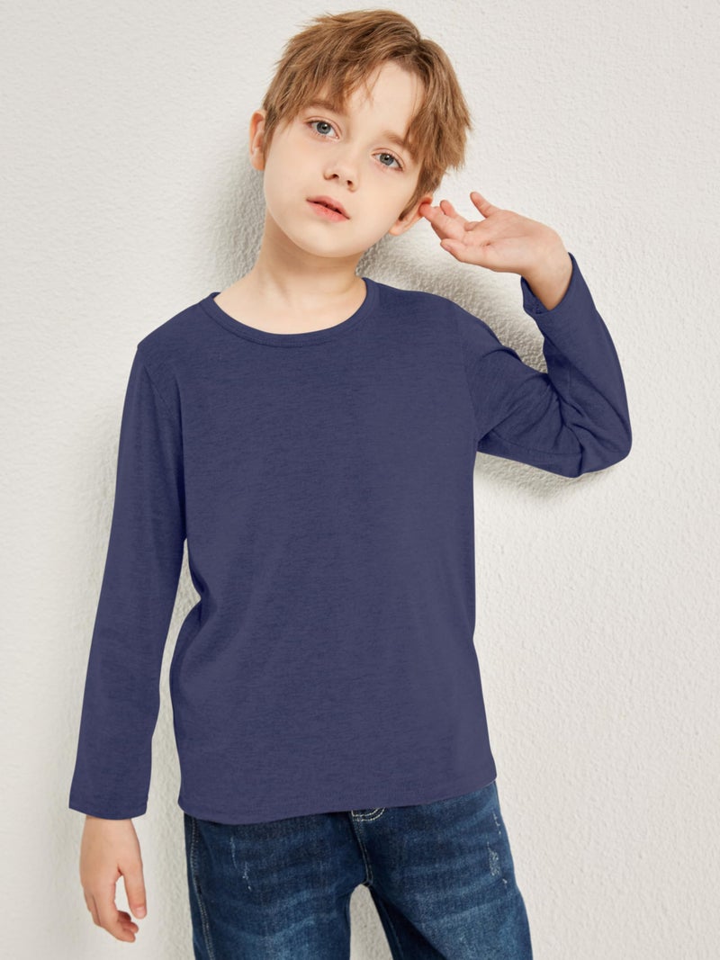 Cooraby 5 Pack Boys Long Sleeve Tees Boys' Long Sleeve Crewneck T-Shirts Kids Long Sleeve Soft T-Shirts Top - Image 2