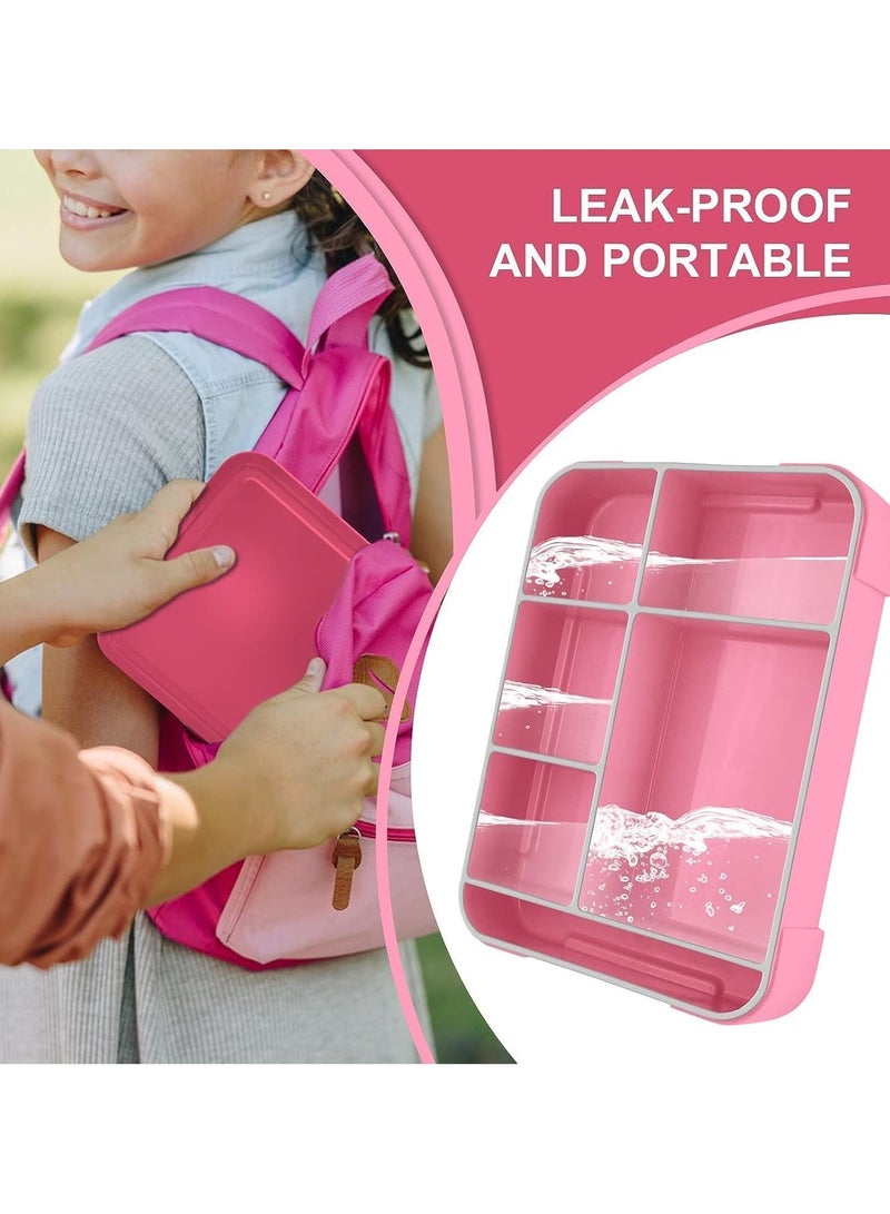 Lunch Box for Kid School,Children's Lunch Box with Compartments, Bento Box Children, Leak-proof Lunch Box for Girls and Boys, Snack Box, Perfect for School, Nursery & Trips (Pink Rose)  - Image 4