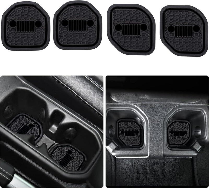 Car Coasters – 4 Pack, Black, Non-Slip Cup Holder Liners, for Drinks, Easy Clean