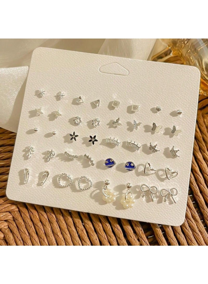 1 Set Of 20 Pairs Of Earrings Set For Women and Girls Daily Use - Image 1