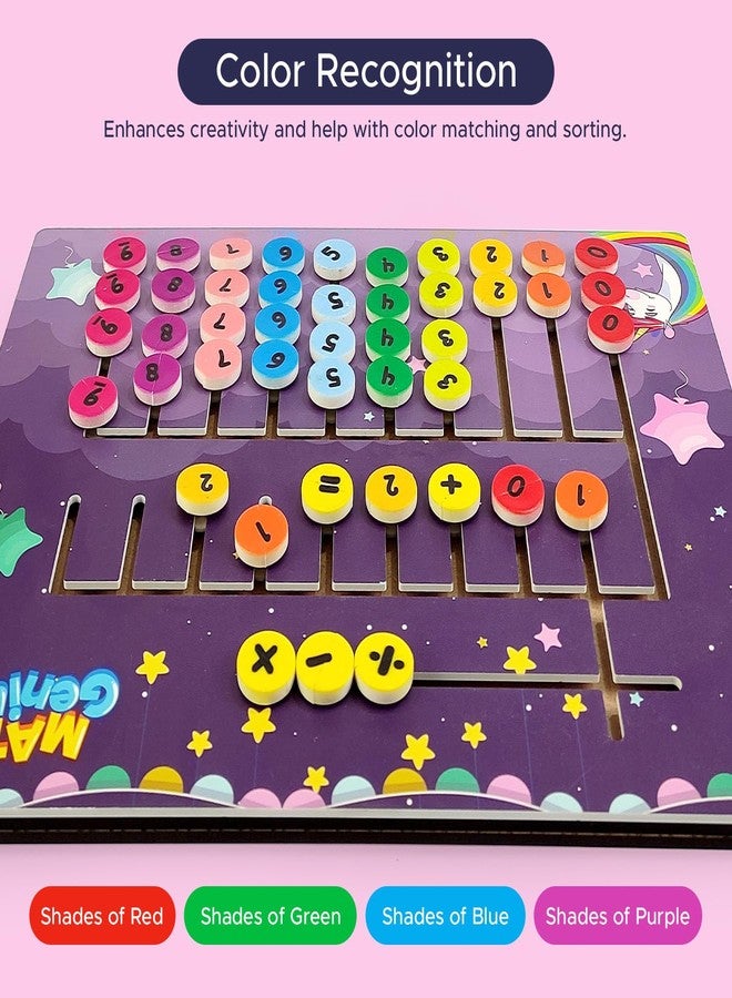 NHR Math Calculation Board for Kids, Numerical Maze Tracing Toy, Number Matching Puzzle & Basic Calculator Board, Early Educational Learning Toy for Toddlers 2+ Years (Purple) - Image 4