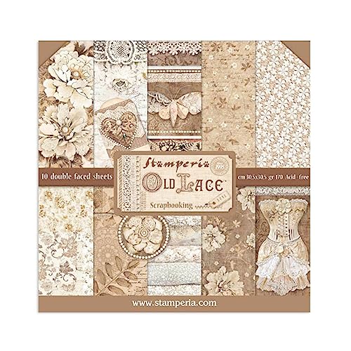 Stamperia Double-Sided Paper Pad 12"X12" 10/Pkg-Old Lace, 10 Designs/1 Each - Image 1