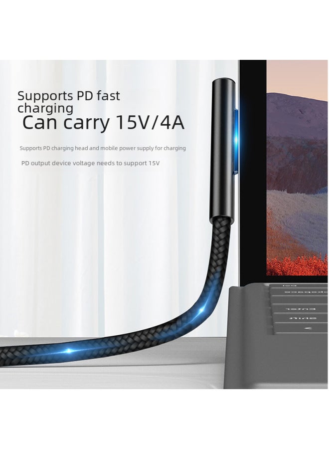 100w Pd Power Fast Charging Cable 5 Magnetic Tips For Microsoft Surface Pro Laptops Conversion Line-Color:0.18m C Female To Microsoft 5 Pvc Cable 65w Short Cable  - Image 5