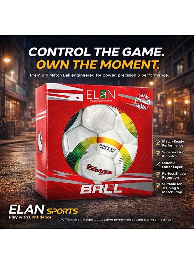 ELAN Official Size 5 Football with Premium Gift Box Packaging - Classic White High-Cladding PVC Soccer Ball for Training & Matches, All-Weather Durable Design (Ideal Sports Gift for Kids & Adults) - Image 2