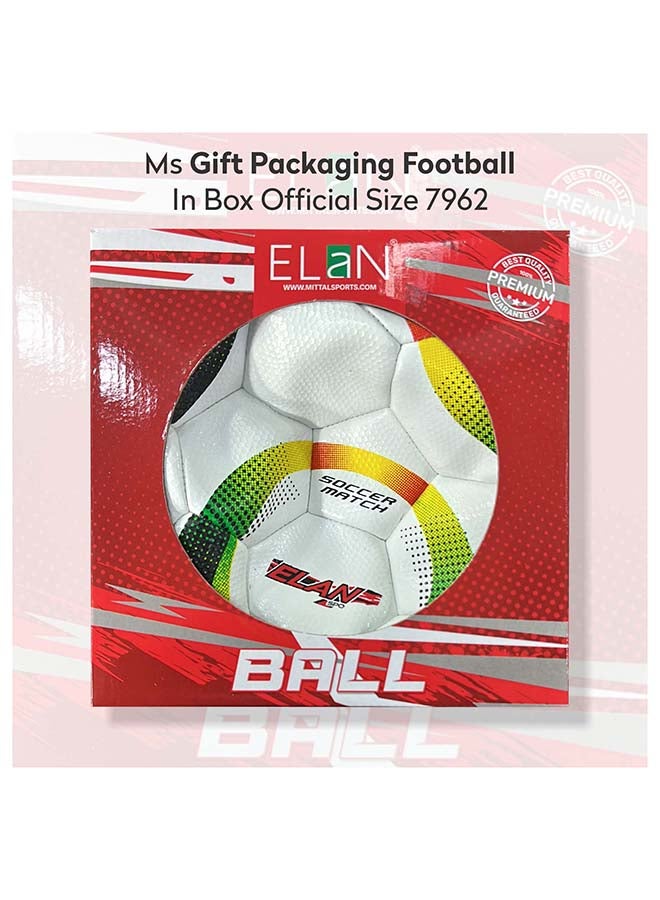 ELAN Official Size 5 Football with Premium Gift Box Packaging - Classic White High-Cladding PVC Soccer Ball for Training & Matches, All-Weather Durable Design (Ideal Sports Gift for Kids & Adults) - Image 1