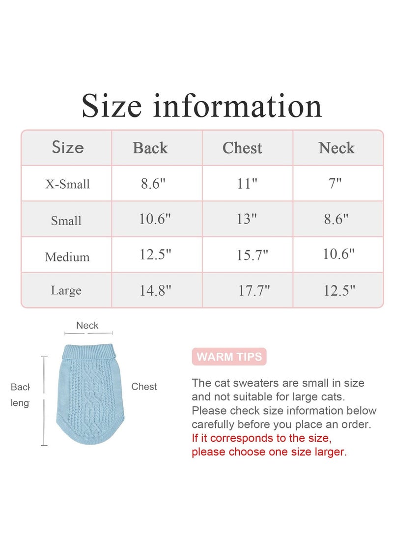 SYOSI Cats Knitted Sweaters, Cat Sweater Turtleneck Knitted Sleeveless Cat Clothes Warm Winter Kitten Clothes Outfits for Cats or Small Dogs in Cold Season (Sky Blue S) - Image 5