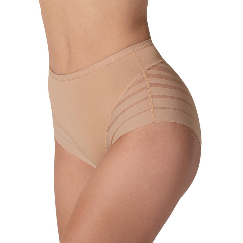 Leonisa High Waisted Invisible Tummy Control Shapewear for Women - Stripe Lace Ladies Underwear Panties - Image 1