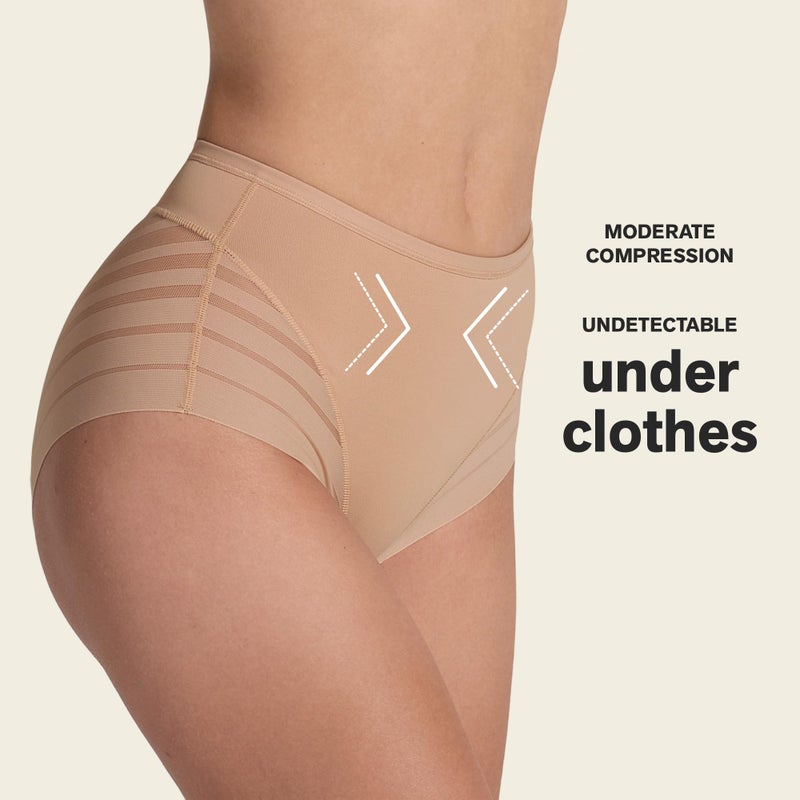 Leonisa High Waisted Invisible Tummy Control Shapewear for Women - Stripe Lace Ladies Underwear Panties - Image 3