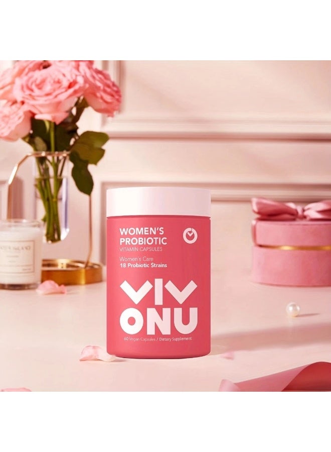 VIVONU Women’s Probiotic – 60 Billion CFUs with 18 Strains & Cranberry Extract – Supports Digestive, Immune & Vaginal Health – 60 Vegan Capsules - Image 4