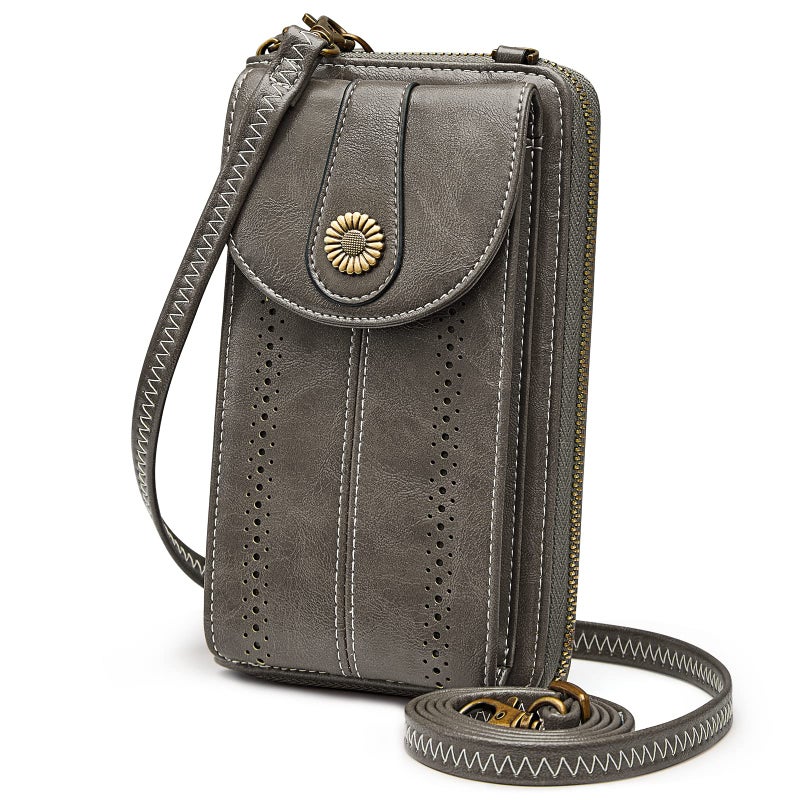 S-ZONE Women RFID Blocking Crossbody Cell Phone Purse Small Faux Leather Wallet Purse - Image 1
