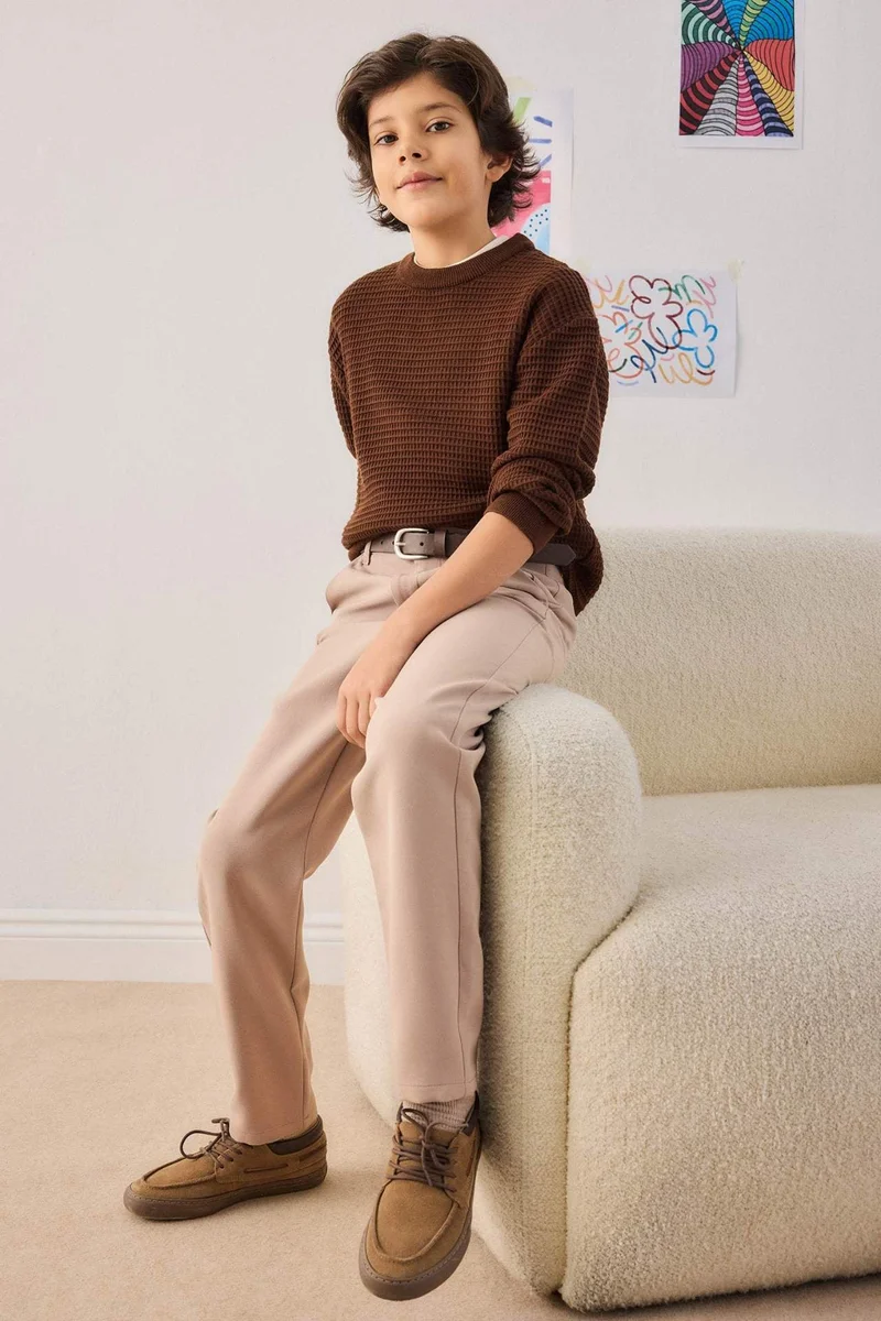 ديفاكتو Boy Regular Fit Crew Neck Pullover