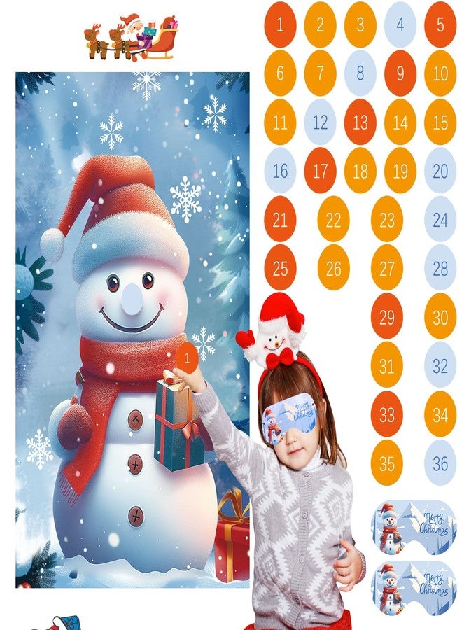 LOAVER Pin The Nose On The Snowman Christmas Holiday Reusable Game Poster with 36 Noses and 2 Blindfold for Kids Christmas Winter Party Game Activities Supplies - Image 1