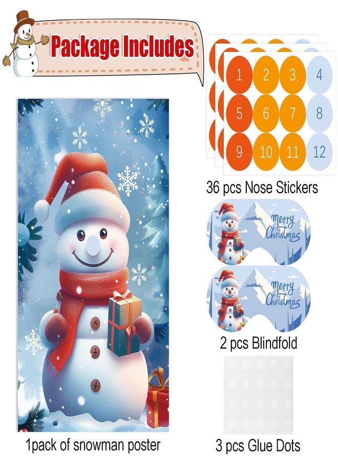 LOAVER Pin The Nose On The Snowman Christmas Holiday Reusable Game Poster with 36 Noses and 2 Blindfold for Kids Christmas Winter Party Game Activities Supplies - Image 3