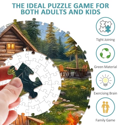 AEEKDOOK Landscape Puzzles for Adults 1000 Pieces Outdoor Bonfire Cabin Village Jigsaw Puzzles 1000 Pieces for Adults Fun Puzzles with Letters On Back Beautiful Wall Decorations 265 265in - Image 5