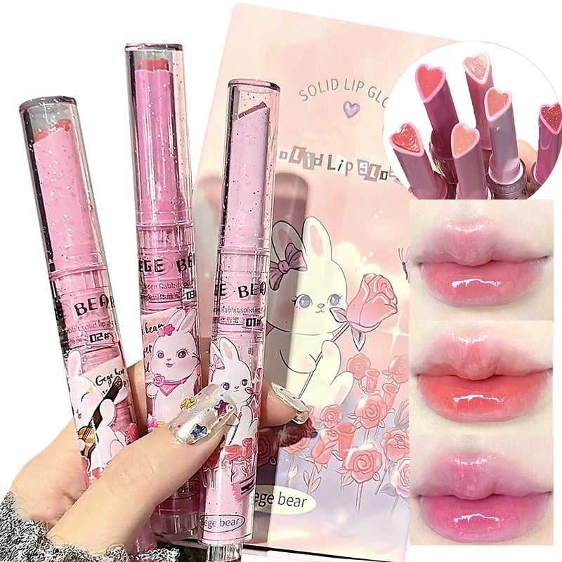 LuckNest 3 Colors Jelly Lipstick Gift Set, Tinted Heart Shape Lip Stain Lip Gloss, Mirror Hydrating Jelly Love Lipstick, Moisturizing Tinted Lip Balm, Vivid Color Glossy Lip Makeup for Girls (A) - Image 1