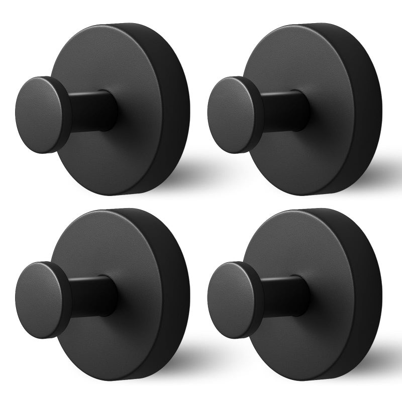 WingWider Shower Hooks for Inside Shower,Suction Cup Hooks for Glass Window,Removable Towel Hooks for Bathrooms,4 Packs(Black) - Image 1