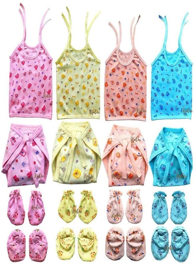 KmCho New born baby jhabla, mittens, nappy- combo set | Soft & Breathable Cotton | Perfect for Newborns (0-6 Months) | Unisex Baby Clothing Set - Image 1