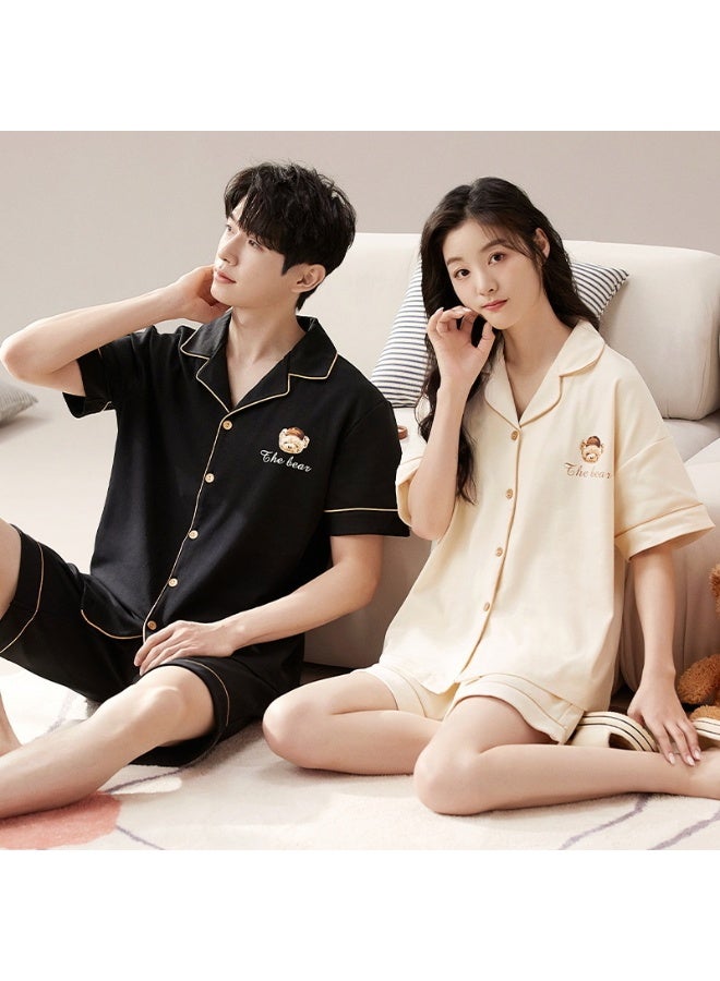 Summer  Shorts Pijamas Couple's Sleepwear Cotton Pajamas Fashion Casual Korean Loungewear Pajama Sets for Young - Image 1