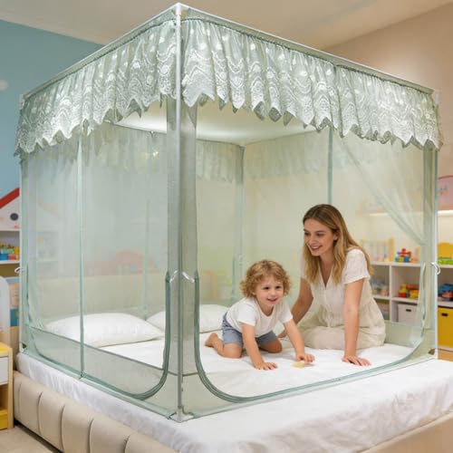 Dawnwake Mosquito Net, Anti-Fall Mosquito Neting Bed for Babies/Adult/Outdoor,Portable Foldable Travel/Camping Mosquito Net Tent, Suit for Queen Size Bed (Green, 200 * 150cm) - Image 1