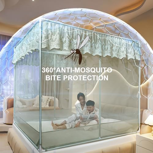 Dawnwake Mosquito Net, Anti-Fall Mosquito Neting Bed for Babies/Adult/Outdoor,Portable Foldable Travel/Camping Mosquito Net Tent, Suit for Queen Size Bed (Green, 200 * 150cm) - Image 4