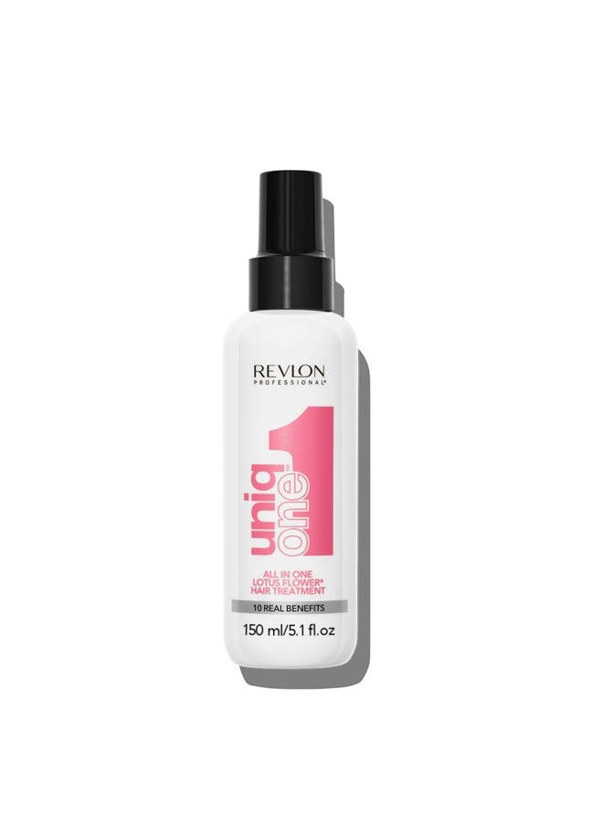 Revlon - REVLON PROFESSIONAL UniqOne Hair Treatment, Moisturizing Leave-In Product, Repair For Dry and Damaged Hair, Promotes Healthy Hair, Lotus Flower Fragrance, 5.1 Fl Oz (Pack of 1) - Image 1