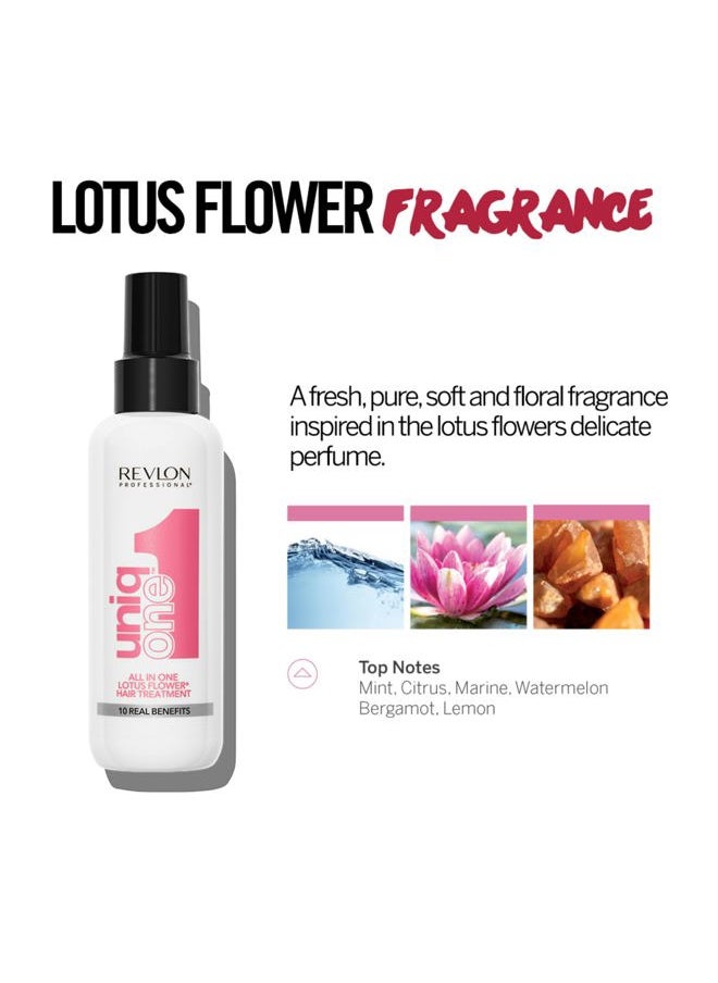 Revlon - REVLON PROFESSIONAL UniqOne Hair Treatment, Moisturizing Leave-In Product, Repair For Dry and Damaged Hair, Promotes Healthy Hair, Lotus Flower Fragrance, 5.1 Fl Oz (Pack of 1) - Image 1