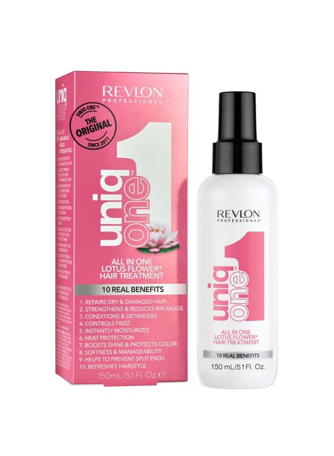 Revlon UniqOne Hair Treatment, Moisturizing Leave-In Product, Repair For Dry and Damaged Hair, Promotes Healthy Hair, Lotus Flower Fragrance, 5.1 Fl Oz (Pack of 1) - Image 2