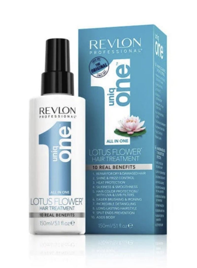 Revlon UniqOne Hair Treatment, Moisturizing Leave-In Product, Repair For Dry and Damaged Hair, Promotes Healthy Hair, Lotus Flower Fragrance, 5.1 Fl Oz (Pack of 1) - Image 1