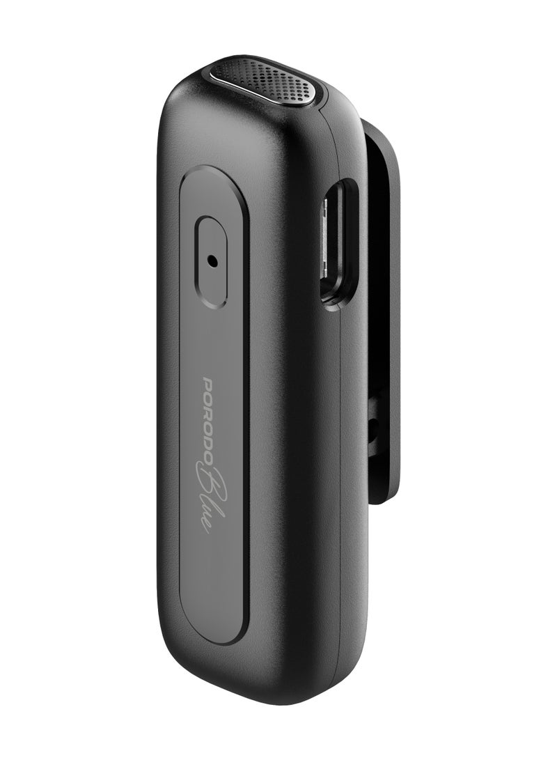 porodo Blue Professional Dual Wireless Microphone - Noise Cancelling / Long-Distance Transmission / USB-C Charging / 6H Battery Life - Black - Image 5