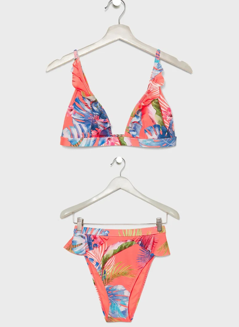 SOUTH BEACH Tropical Print Bikini Set