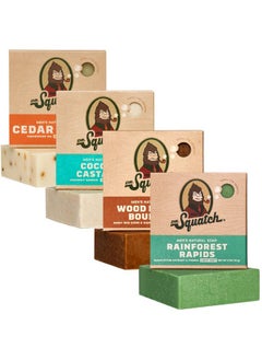 Dr. Squatch Dr. Squatch All Natural Bar Soap for Men, 4 Bar Variety Pack - Men's Natural Bar Soap - Rainforest Rapids, Wood Barrel Bourbon, Coconut Castaway, and Cedar Citrus  - Image 1