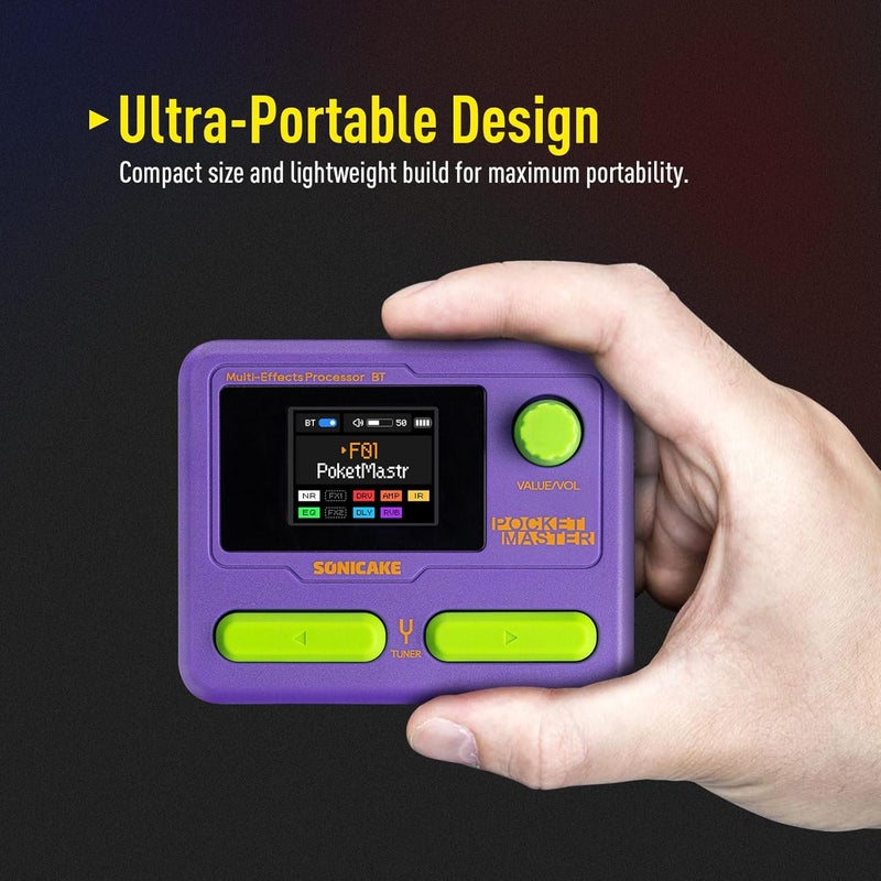 SONICAKE QME-10PP Pocket Master-Multi Effects Guitar Pedal with 9 Effects Modules 100 Drum Rhythms and Looper 100 Presets 20 Amp/Cab Electric Guitar Effects Processor OTG USB Audio Interface BT - Image 3
