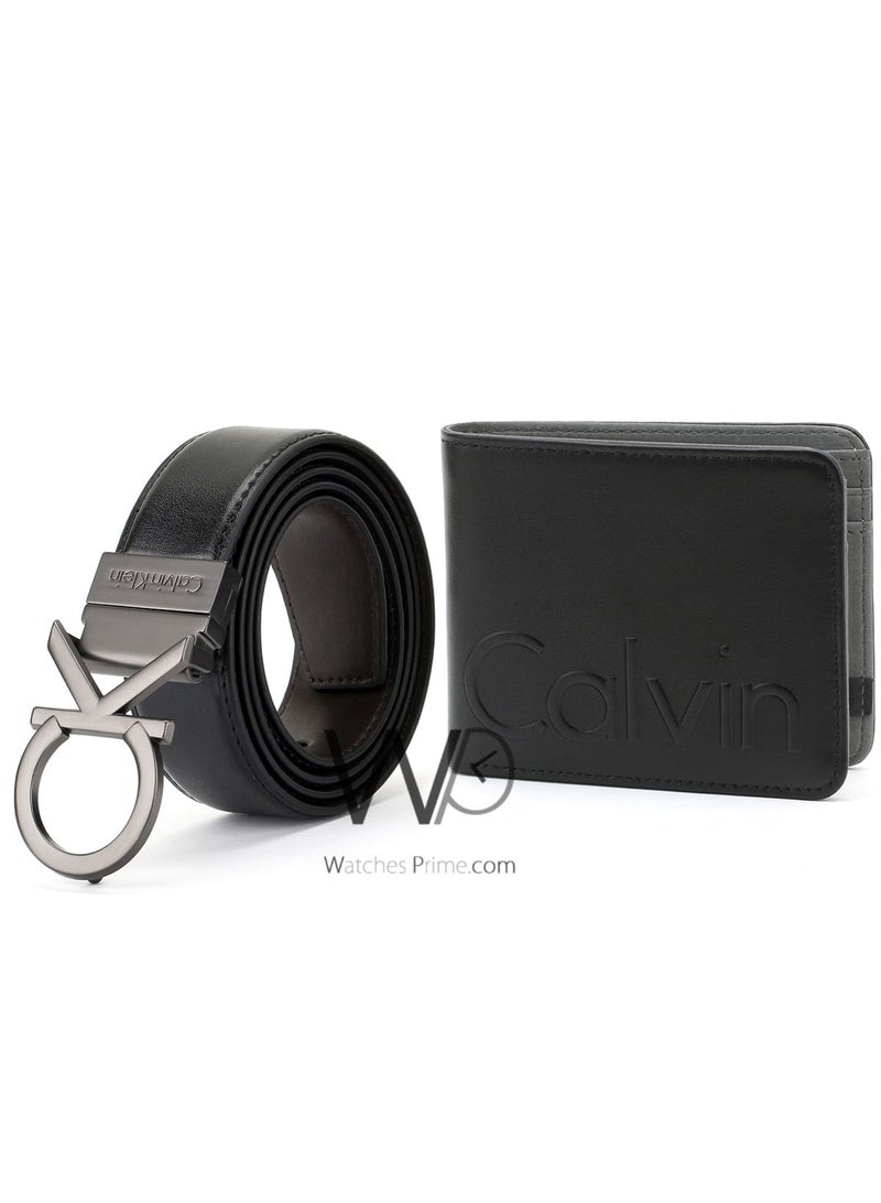 كالفن كلاين جينز طقم هدية رجالي كالفن كلاين محفظة وحزام أسود - إبزيم CK - Image 5