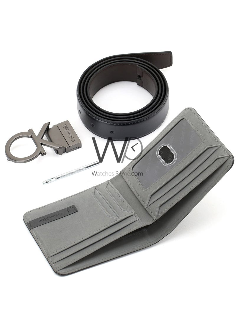 كالفن كلاين جينز طقم هدية رجالي كالفن كلاين محفظة وحزام أسود - إبزيم CK - Image 4