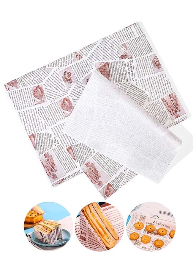 ثمانية فيبيهاوس ورق ساندوتش 100 قطعة من ورق الساندويتش المشمع للخبز يمكن التخلص منه من ورق الشحوم المقاوم للشحوم ورقة مربعة لتغليف الطعام ورقية مشمع وبطانة صينية طعام لخبز كعكة البرجر - Image 1