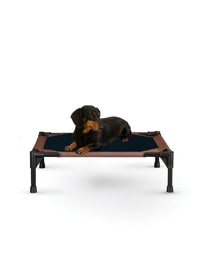 K&H Pet Products Cooling Elevated Dog Bed Outdoor Raised Dog Bed with Washable Breathable Mesh, Dog Cot Bed No-Slip Rubber Feet, Portable Dog Cot Indoor Outdoor Dog Bed, Small Chocolate/Black Mesh 