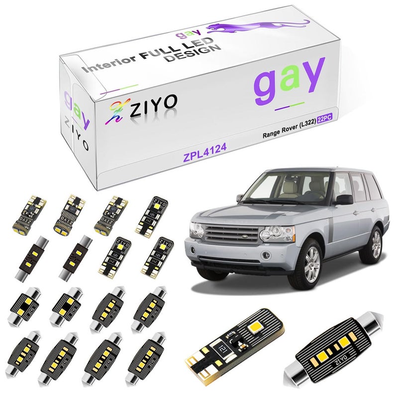 ZIYOLIGHT ZIYO ZPL4124 - (22 Bulbs) LED Interior Light Kit Replacement for Land Rover Range Rover L322 2003-2012, 6000K Xenon White Dome Light Bulbs Upgrade Error Free - Image 1