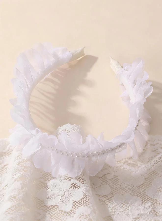 Take Two White Lace Faux Pearl Headband