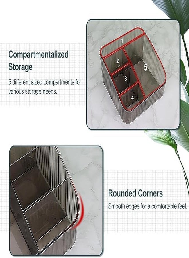 JessLab Makeup Organizer, PET Skincare Organizer with 5-Compartment Cosmetic Storage Makeup Organizer for Desk Wardrobe Bathroom Vanity Countertop, Grey - Image 3