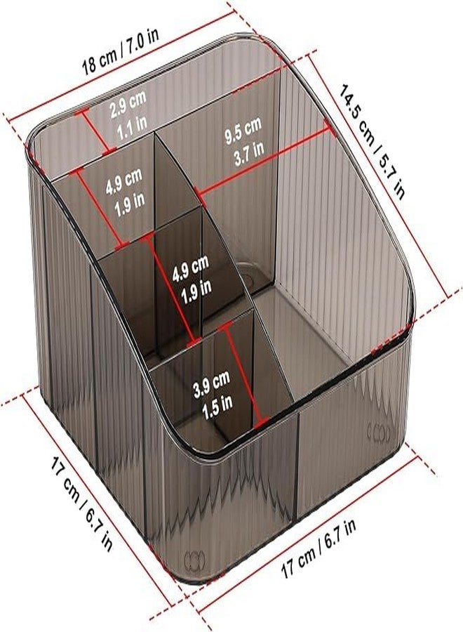 JessLab Makeup Organizer, PET Skincare Organizer with 5-Compartment Cosmetic Storage Makeup Organizer for Desk Wardrobe Bathroom Vanity Countertop, Grey - Image 2