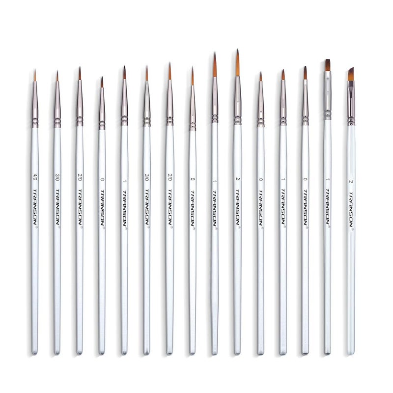 Transon Fine Detail Paint Brush Set 15pcs for Miniature Models Craft Painting Body Painting with Acrylic Gouache Watercolor Tempera and Oil Paint - Image 1