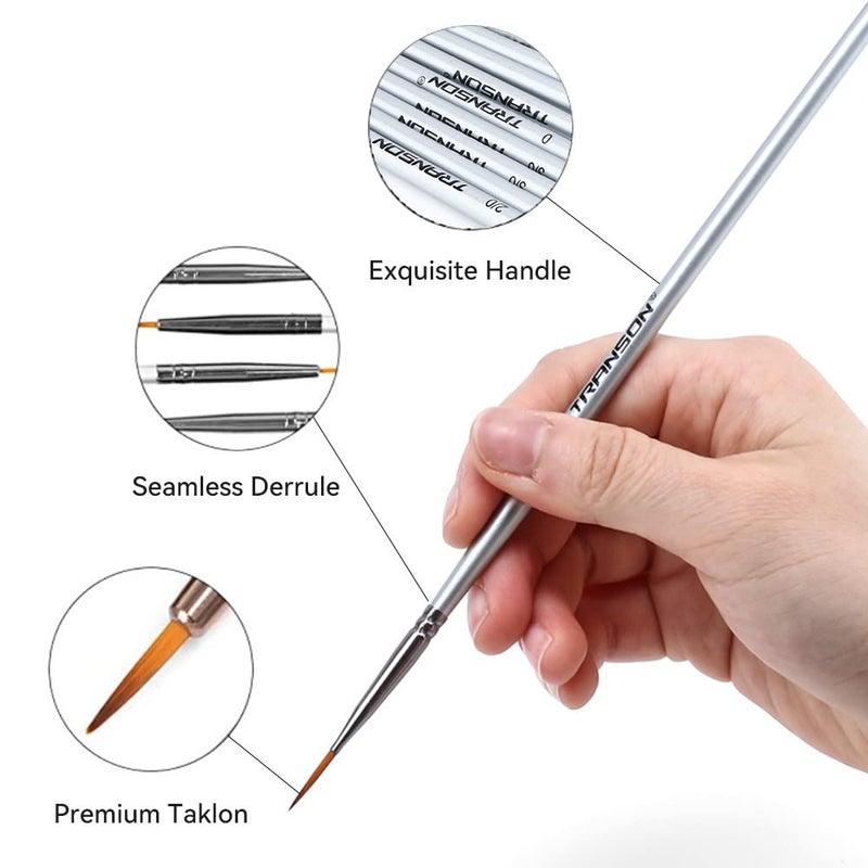 Transon Fine Detail Paint Brush Set 15pcs for Miniature Models Craft Painting Body Painting with Acrylic Gouache Watercolor Tempera and Oil Paint - Image 3