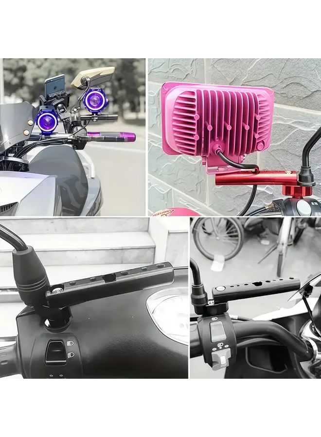قضيب تمديد مرآة الرؤية الخلفية لدراجة نارية من سبيكة الألومنيوم الفضي حامل المقود - Image 5