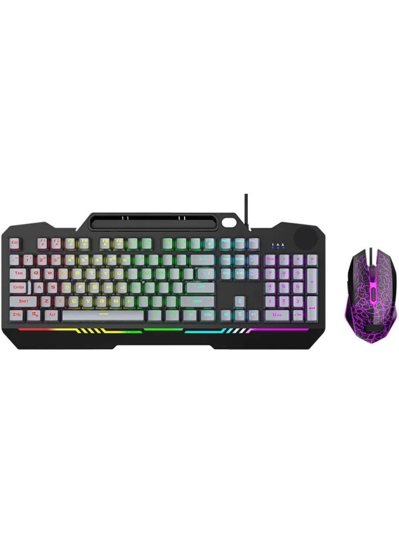 AULA T102 Wired Keyboard & Mouse Combo with Phone Stand - Image 1