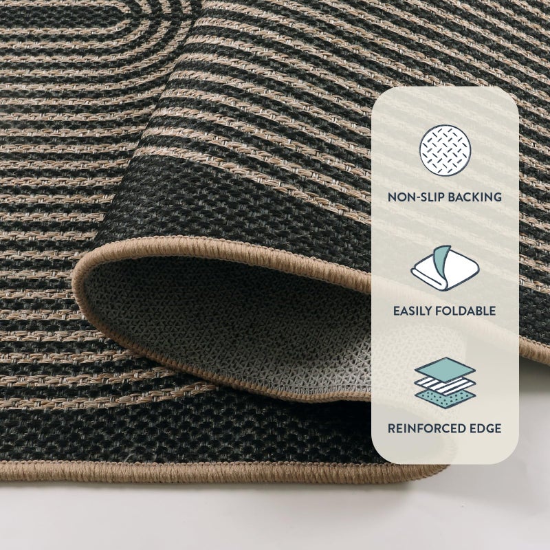 La Home Lahome Enfys Modern Rainbow Easy Jute Rug, Washable Rugs 8x10 for Living Room Indoor Outdoor Patio Farmhouse Large Carpet, Contemporary Non Slip Black Carpet for Bedroom Backyard Office Decor - Image 4