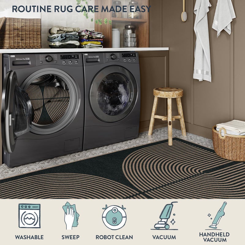 La Home Lahome Enfys Modern Rainbow Easy Jute Rug, Washable Rugs 8x10 for Living Room Indoor Outdoor Patio Farmhouse Large Carpet, Contemporary Non Slip Black Carpet for Bedroom Backyard Office Decor - Image 5