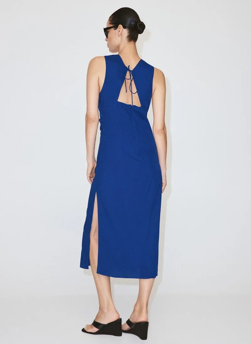 مانجو Side Ruched Dress With Tie Detail